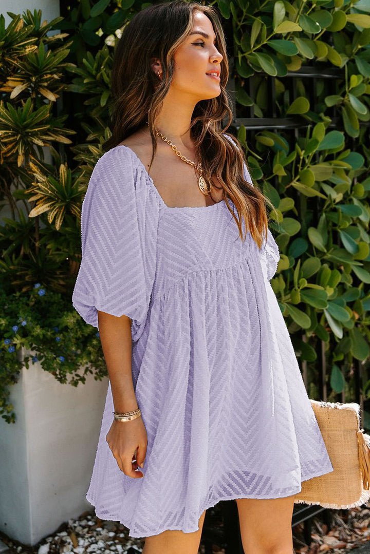P4TC Square Neck Puff Sleeve Babydoll Mini Dress
