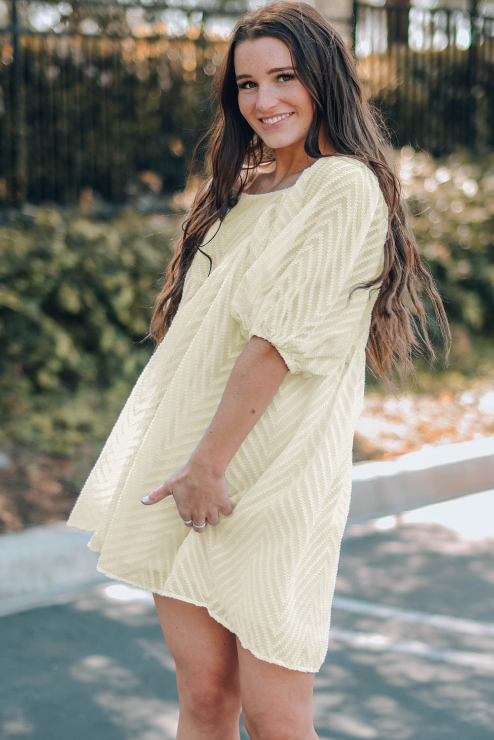 P4TC Square Neck Puff Sleeve Babydoll Mini Dress