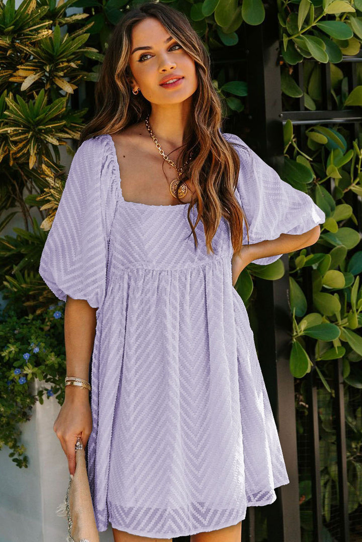 P4TC Square Neck Puff Sleeve Babydoll Mini Dress