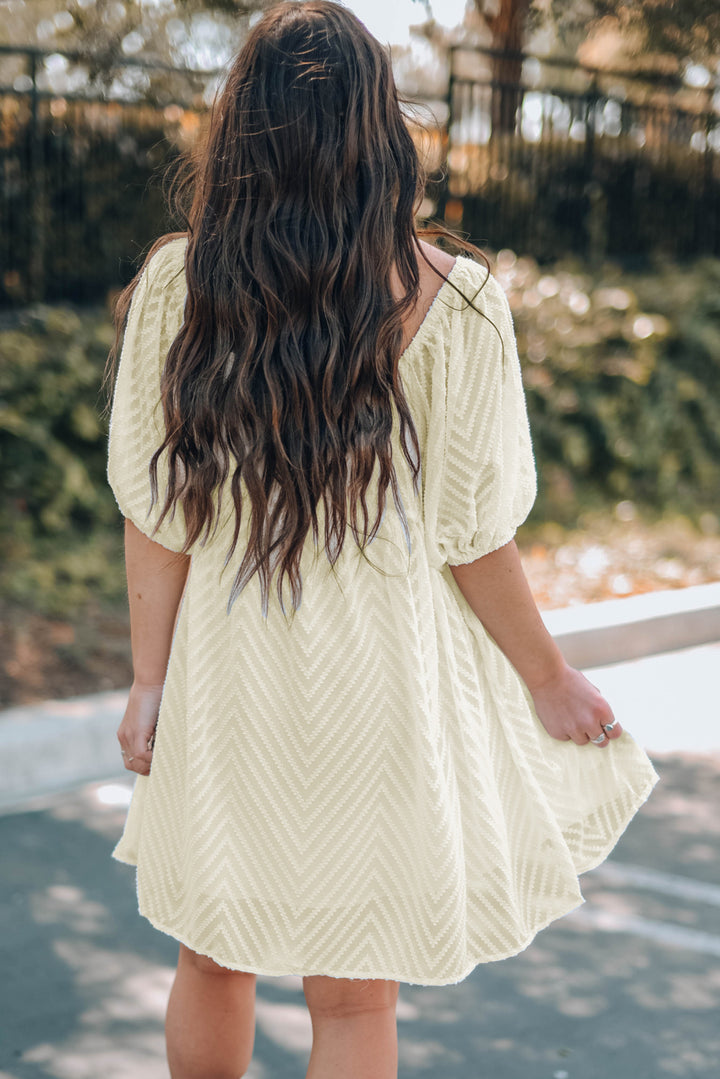 P4TC Square Neck Puff Sleeve Babydoll Mini Dress