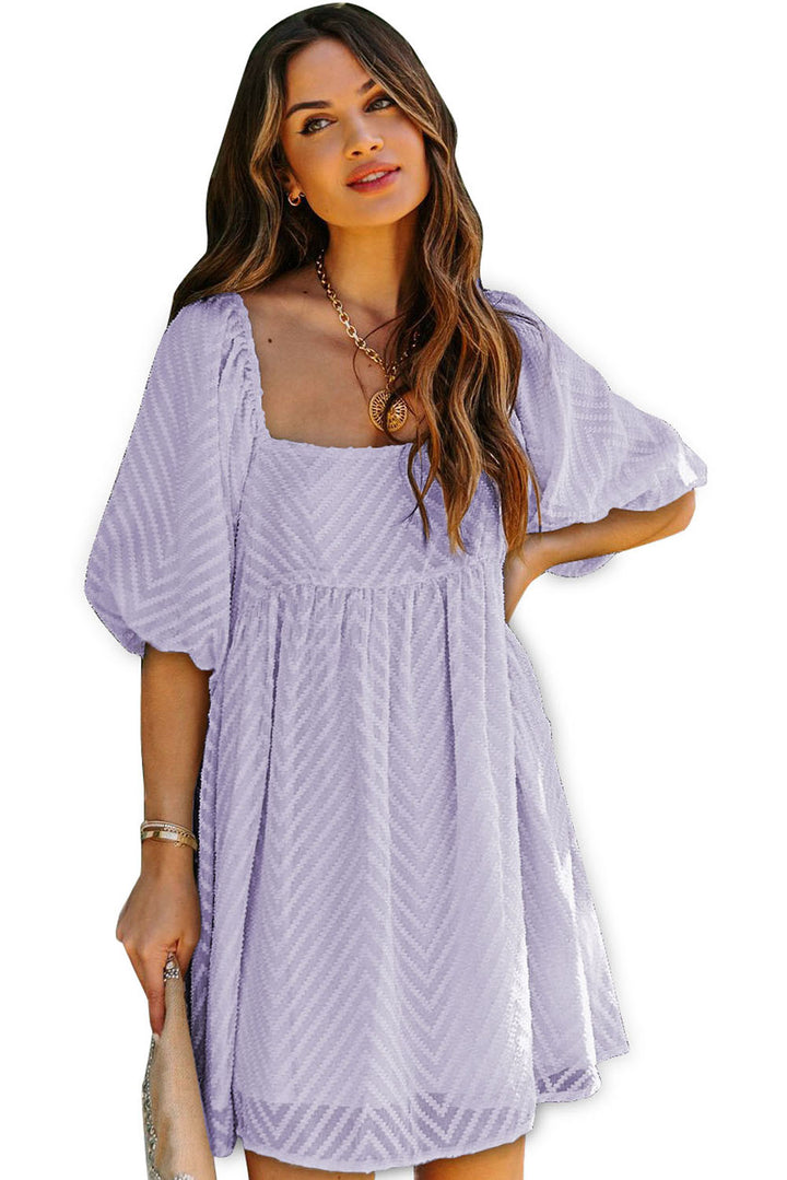 P4TC Square Neck Puff Sleeve Babydoll Mini Dress
