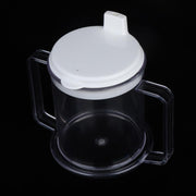 P4TC 450ml Clear Plastic Double Handle Drinking Spill Proof Mug For Disabled