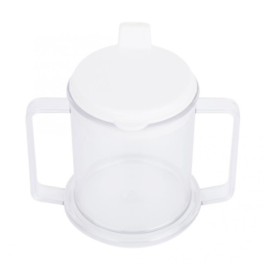 P4TC 450ml Clear Plastic Double Handle Drinking Spill Proof Mug For Disabled