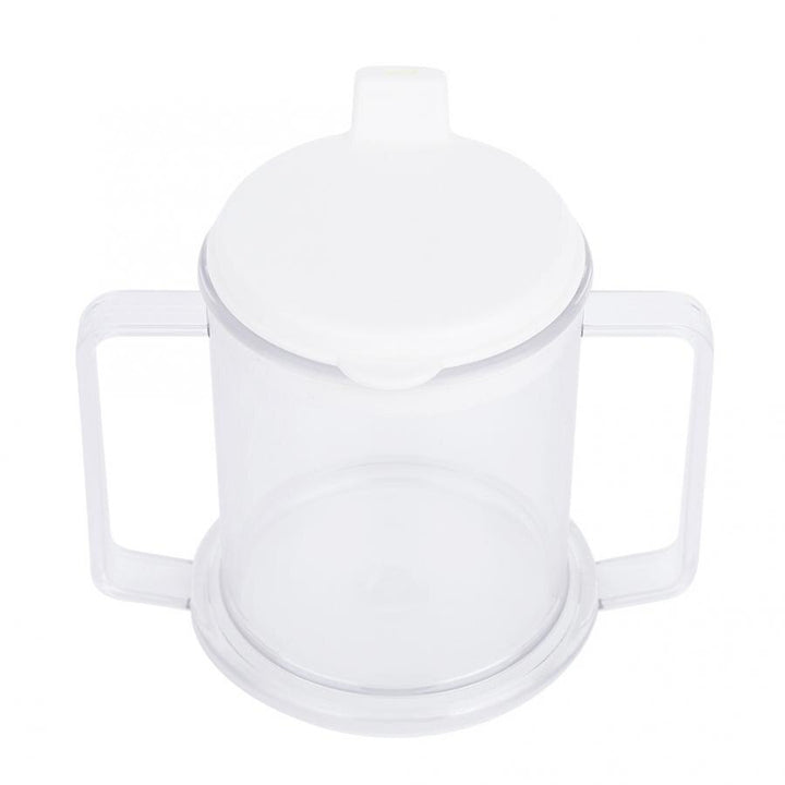 P4TC 450ml Clear Plastic Double Handle Drinking Spill Proof Mug For Disabled