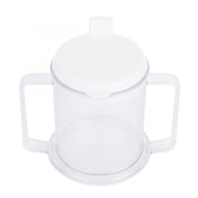 P4TC 450ml Clear Plastic Double Handle Drinking Spill Proof Mug For Disabled