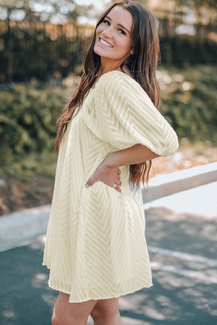 P4TC Square Neck Puff Sleeve Babydoll Mini Dress